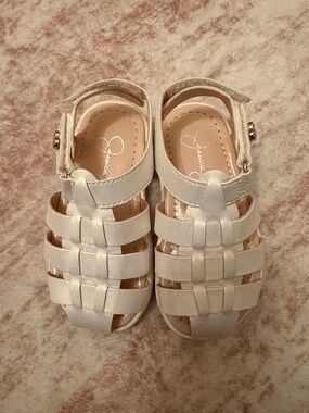 Jessica Simpson Girls' Pearl Cream Woven Strap Sandals